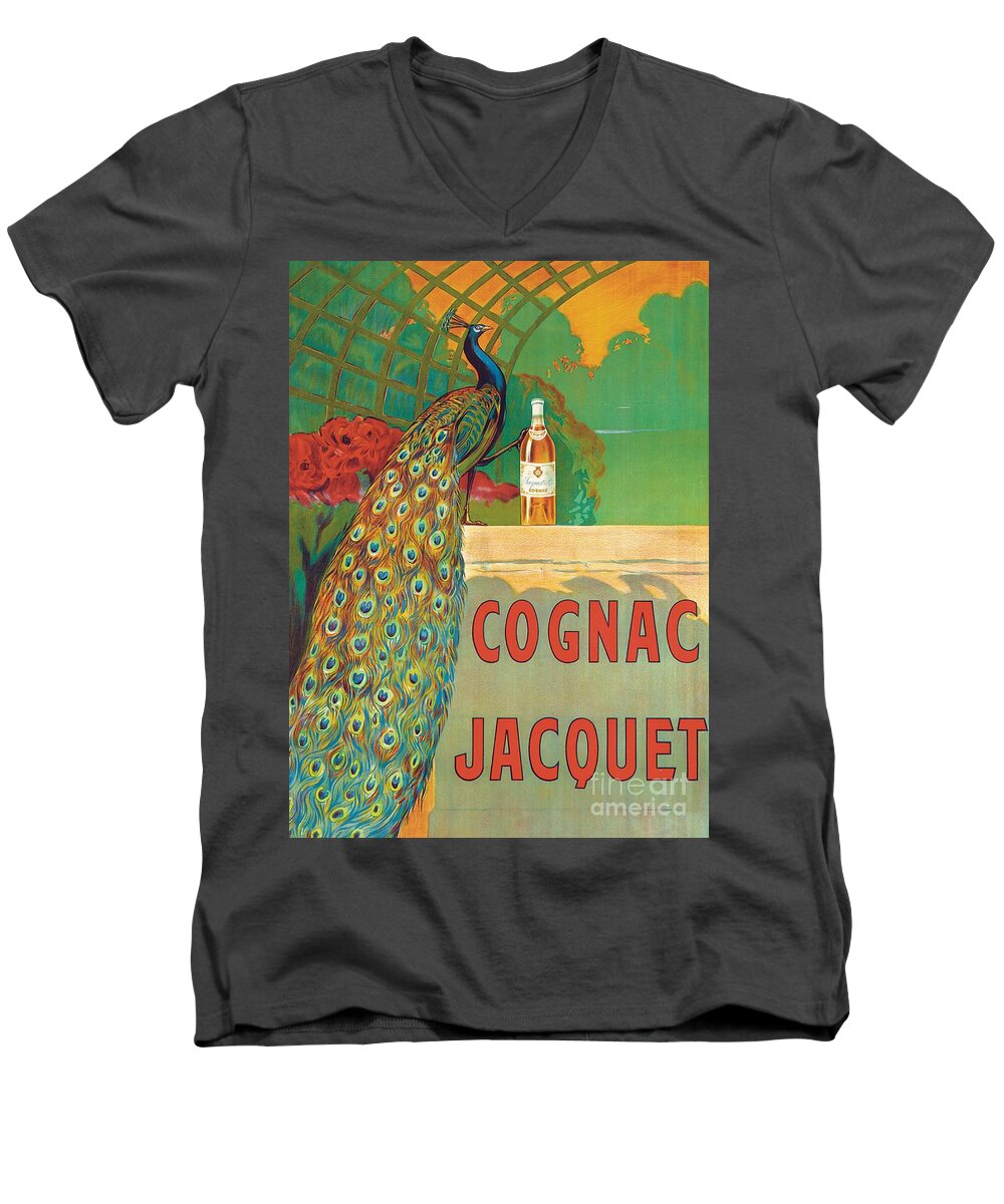 Bird Men's V-Neck T-Shirt featuring the painting Vintage Poster Advertising Cognac by Camille Bouchet