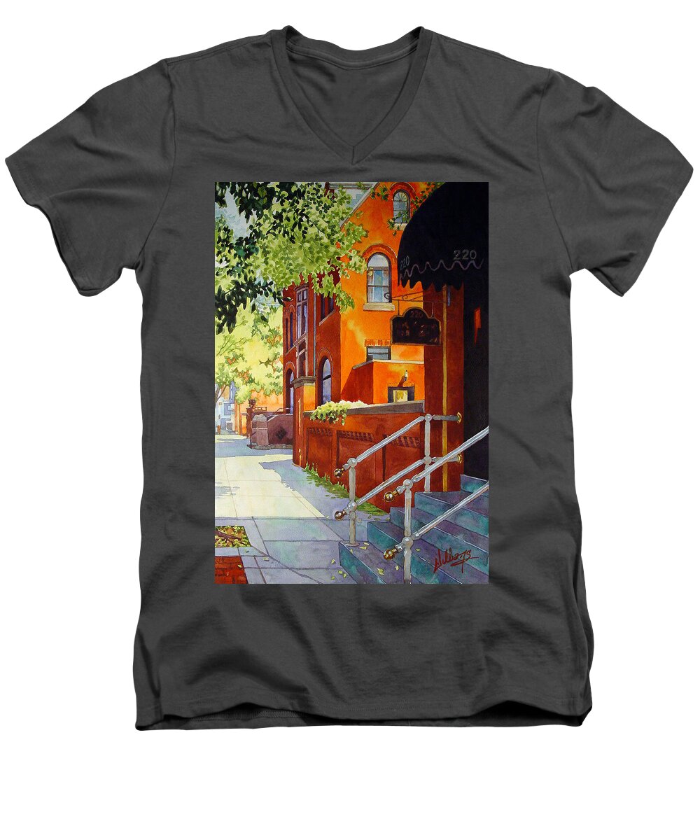 Watercolor Men's V-Neck T-Shirt featuring the painting Volt by Mick Williams
