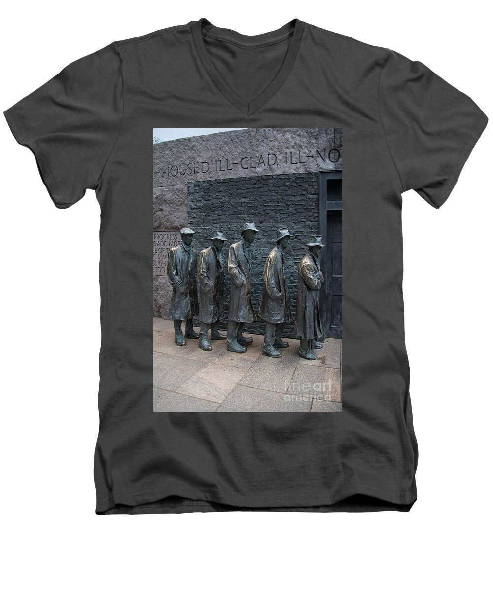 Exterior Men's V-Neck T-Shirt featuring the digital art Waiting In Line by Carol Ailles