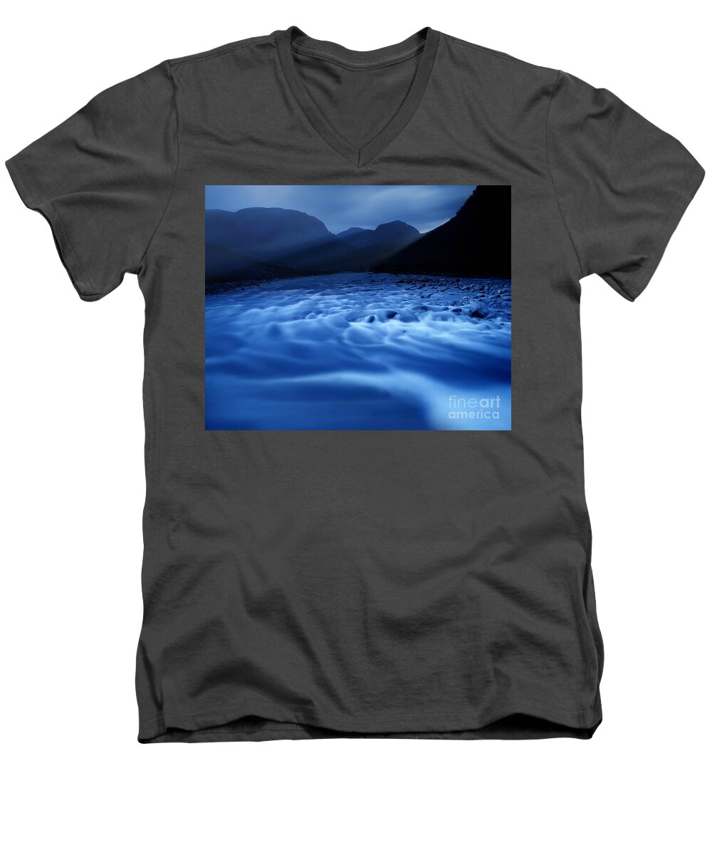Blue Men's V-Neck T-Shirt featuring the photograph Water Blues by Edmund Nagele FRPS