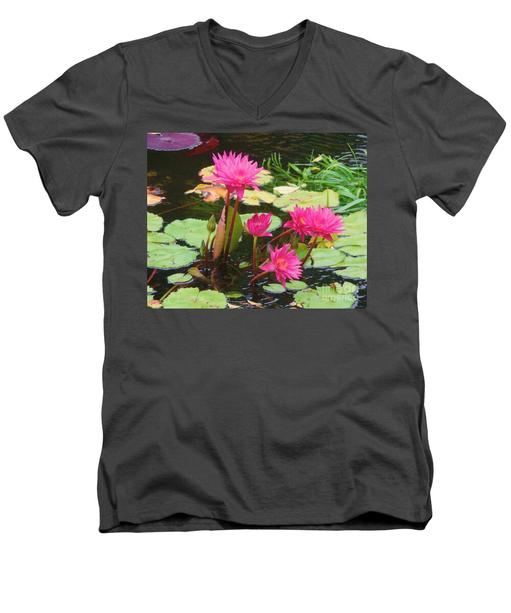 Water Lilies Men's V-Neck T-Shirt featuring the photograph Water Lilies 008 by Robert ONeil