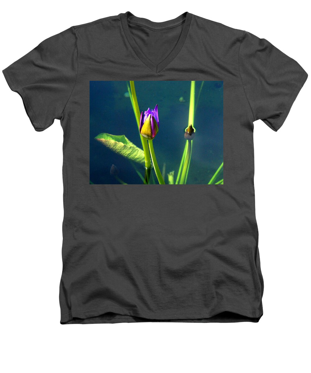 Water Lily Men's V-Neck T-Shirt featuring the photograph Water Lily 005 by Larry Ward