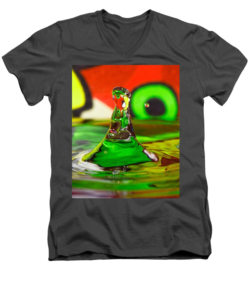  Abstract Men's V-Neck T-Shirt featuring the photograph Water Mountain by Peter Lakomy