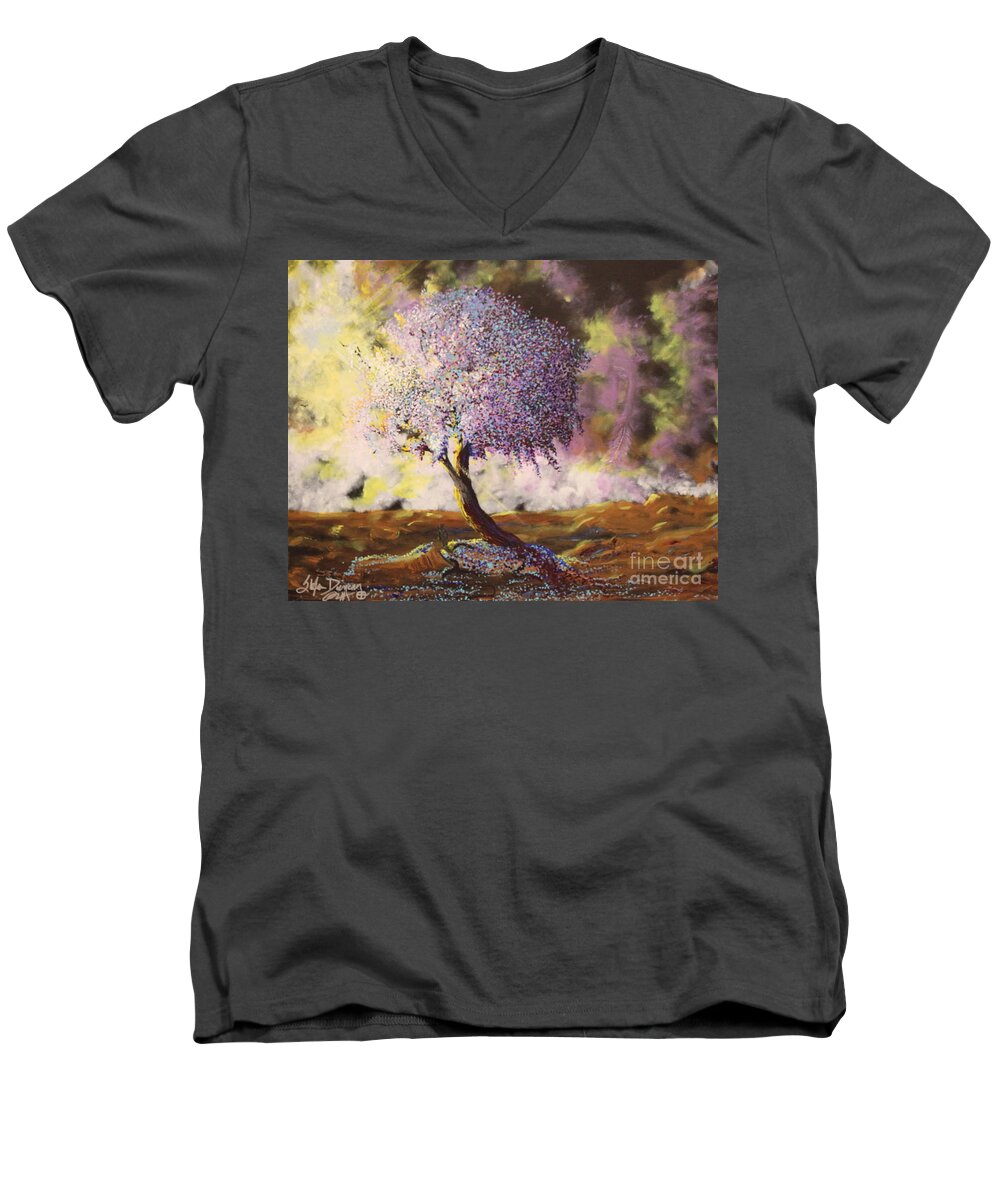 Impressionism Men's V-Neck T-Shirt featuring the painting What Dreams May Come Spirit Tree by Stefan Duncan