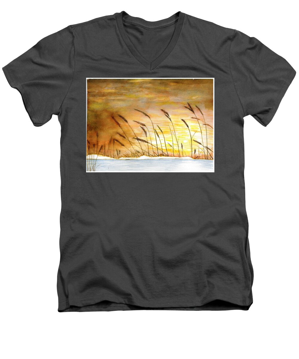 Wheat Men's V-Neck T-Shirt featuring the painting Wheat by David Bartsch