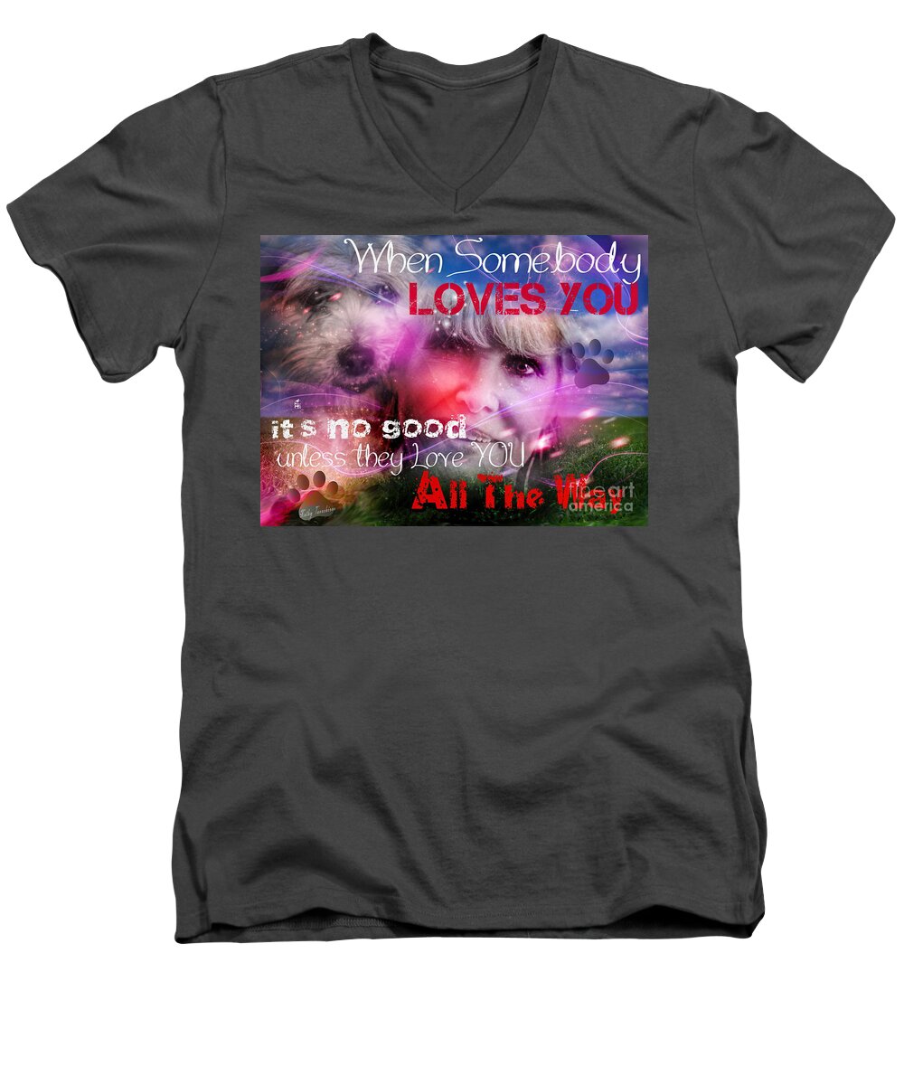 When Somebody Loves You Men's V-Neck T-Shirt featuring the digital art When Somebody Loves You - 1 by Kathy Tarochione