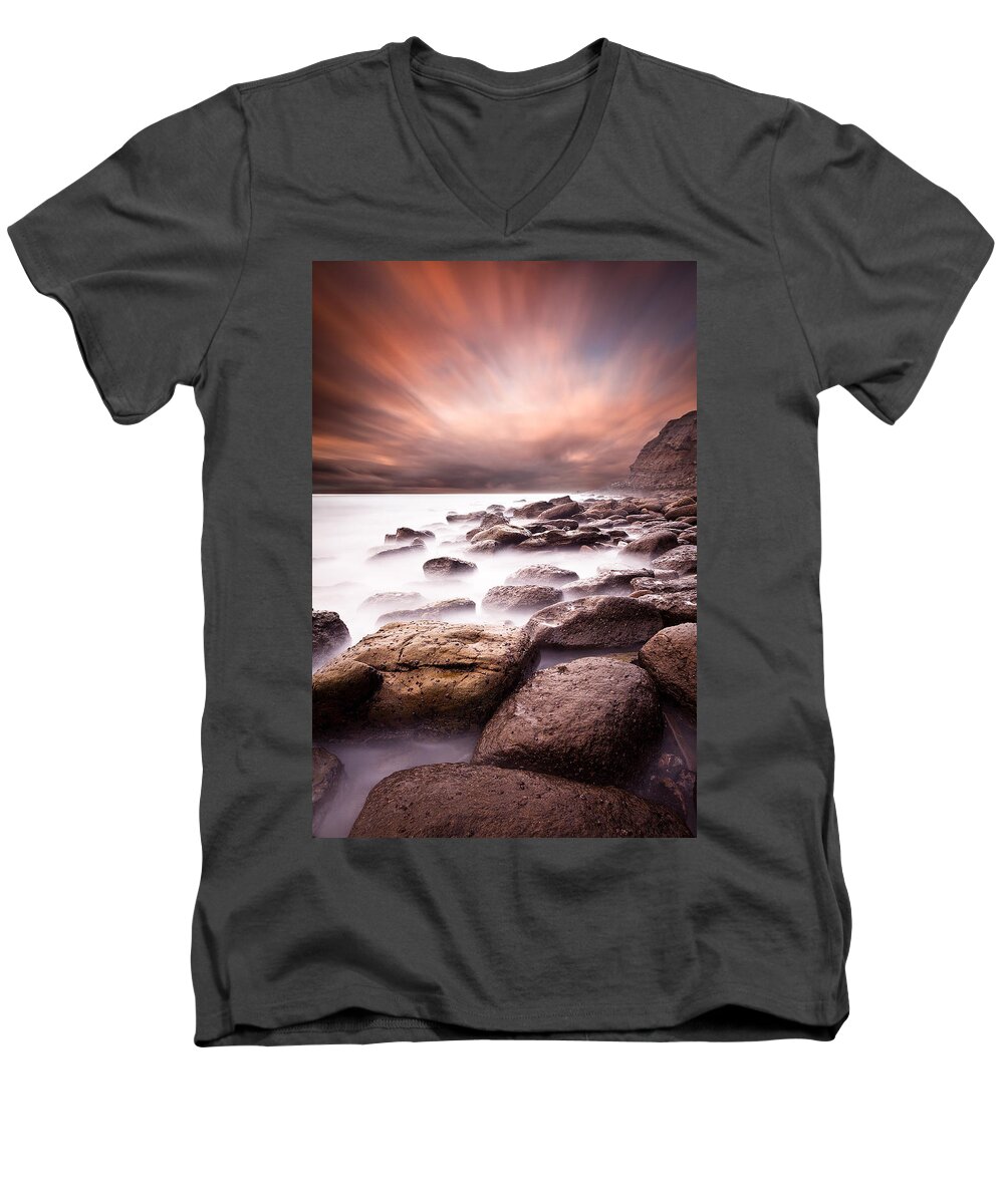 Seascape Men's V-Neck T-Shirt featuring the photograph Where it all ends... by Jorge Maia