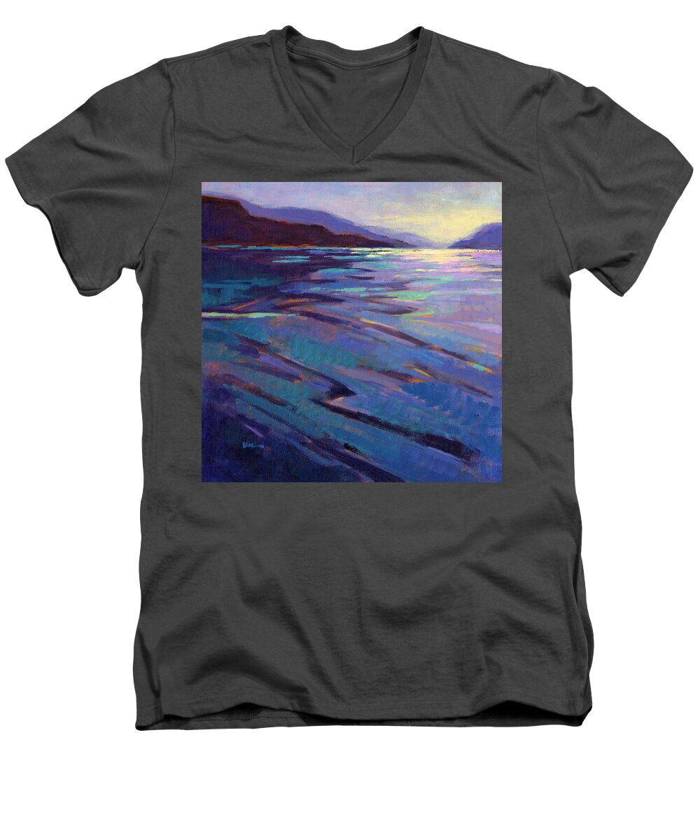 Water Men's V-Neck T-Shirt featuring the painting Where the Whales Play 3 by Konnie Kim