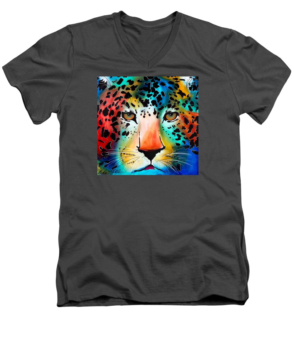 Acrylic Men's V-Neck T-Shirt featuring the painting Wild Thing by Dede Koll
