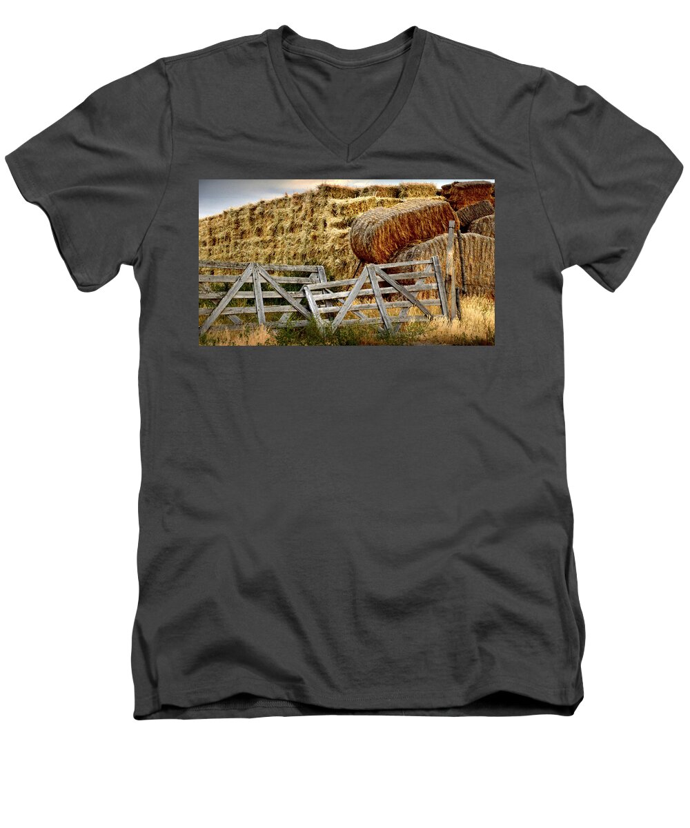  Men's V-Neck T-Shirt featuring the photograph Winters Feed.. by Al Swasey
