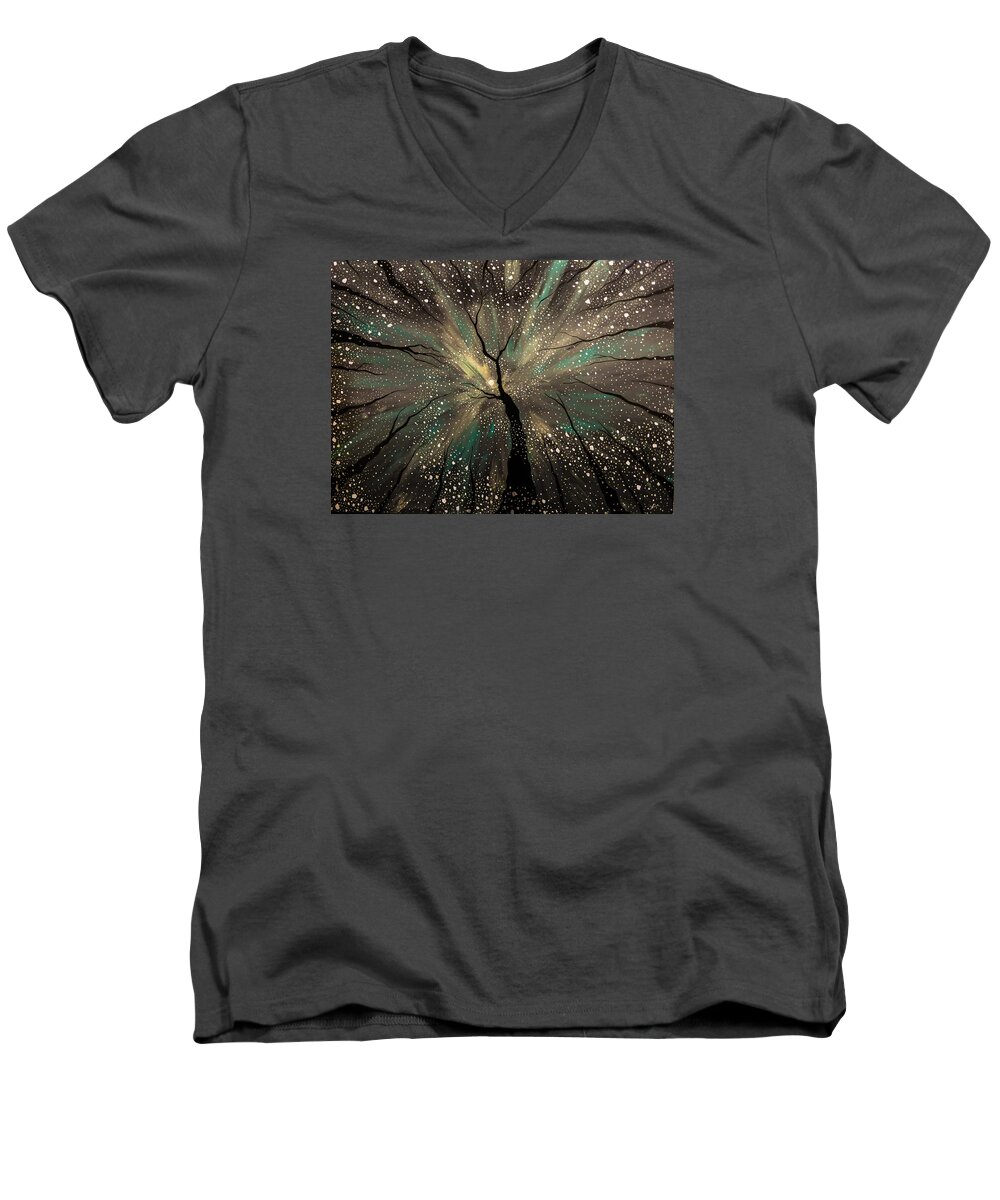 Winter Men's V-Neck T-Shirt featuring the painting Winter's Trance by Joel Tesch