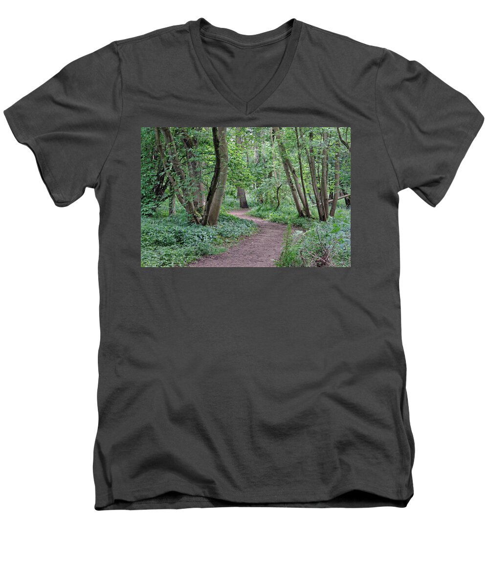 Woodland Path Men's V-Neck T-Shirt featuring the photograph Woodland Path by Tony Murtagh