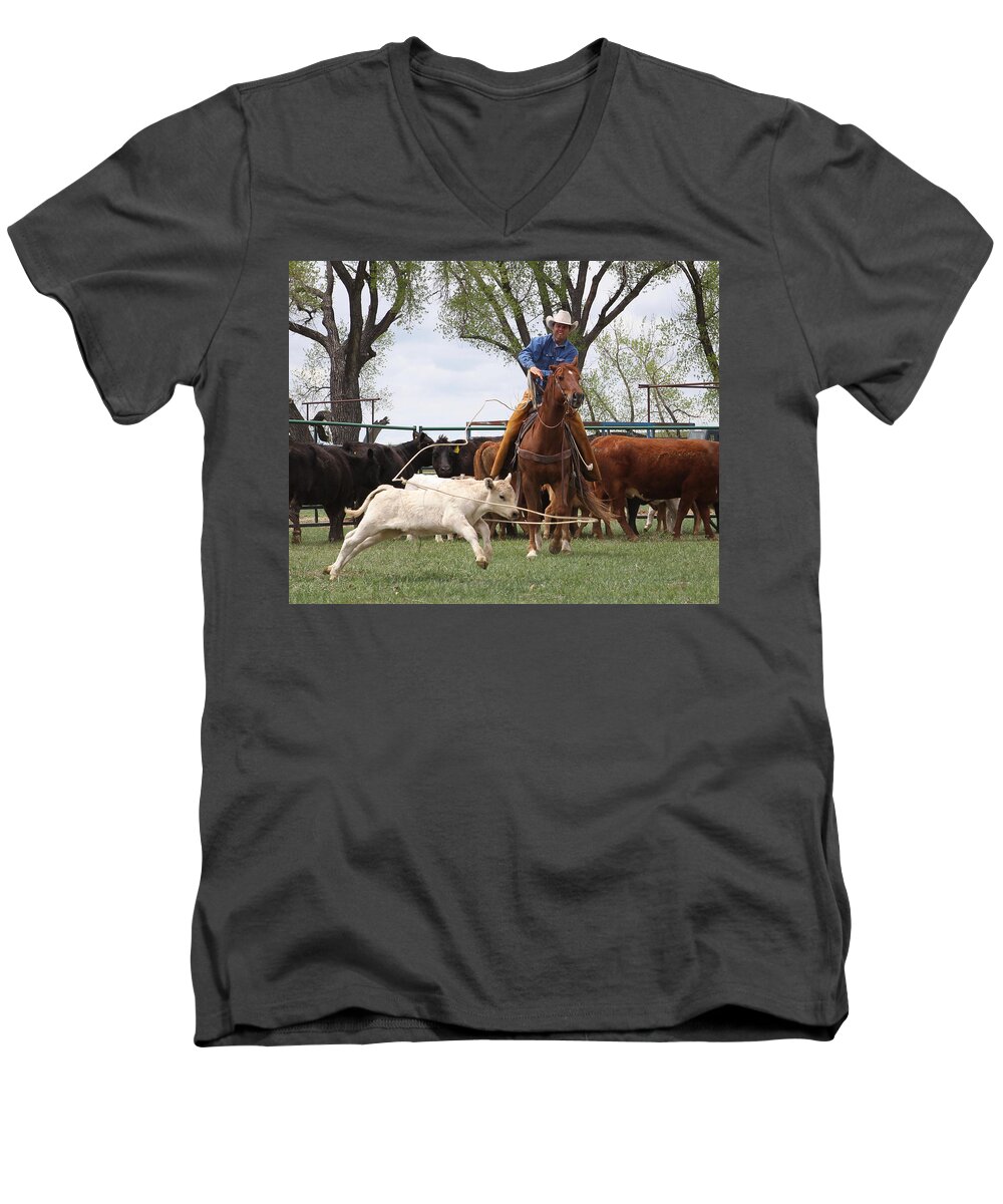 Wyoming 2014 Men's V-Neck T-Shirt featuring the photograph Wyoming Branding by Diane Bohna