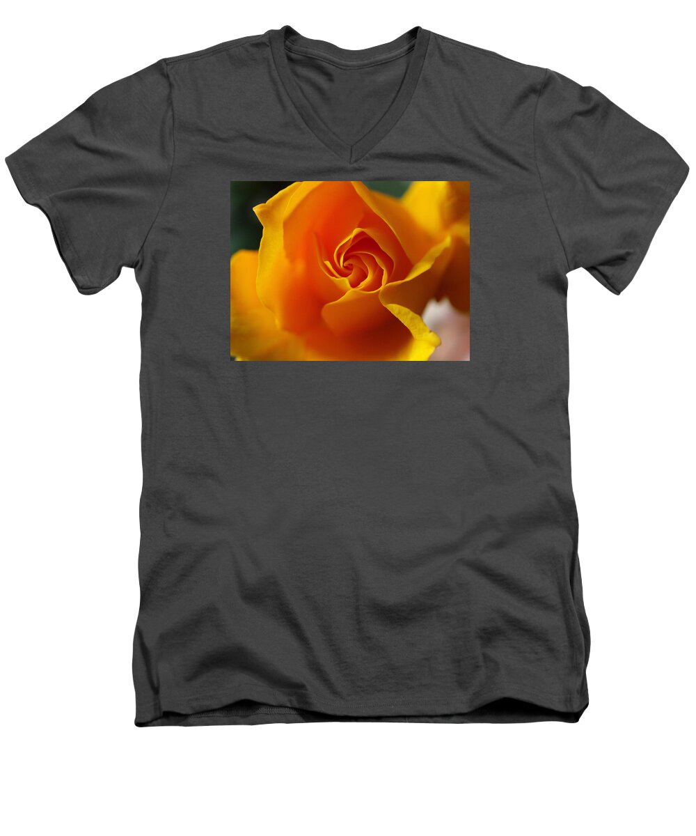 Rose Men's V-Neck T-Shirt featuring the photograph Yellow Swirl by Joe Schofield