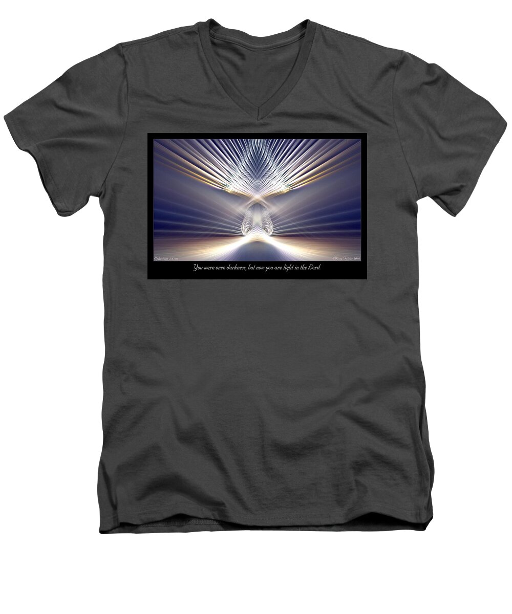 Fractal Men's V-Neck T-Shirt featuring the digital art You Are Light by Missy Gainer