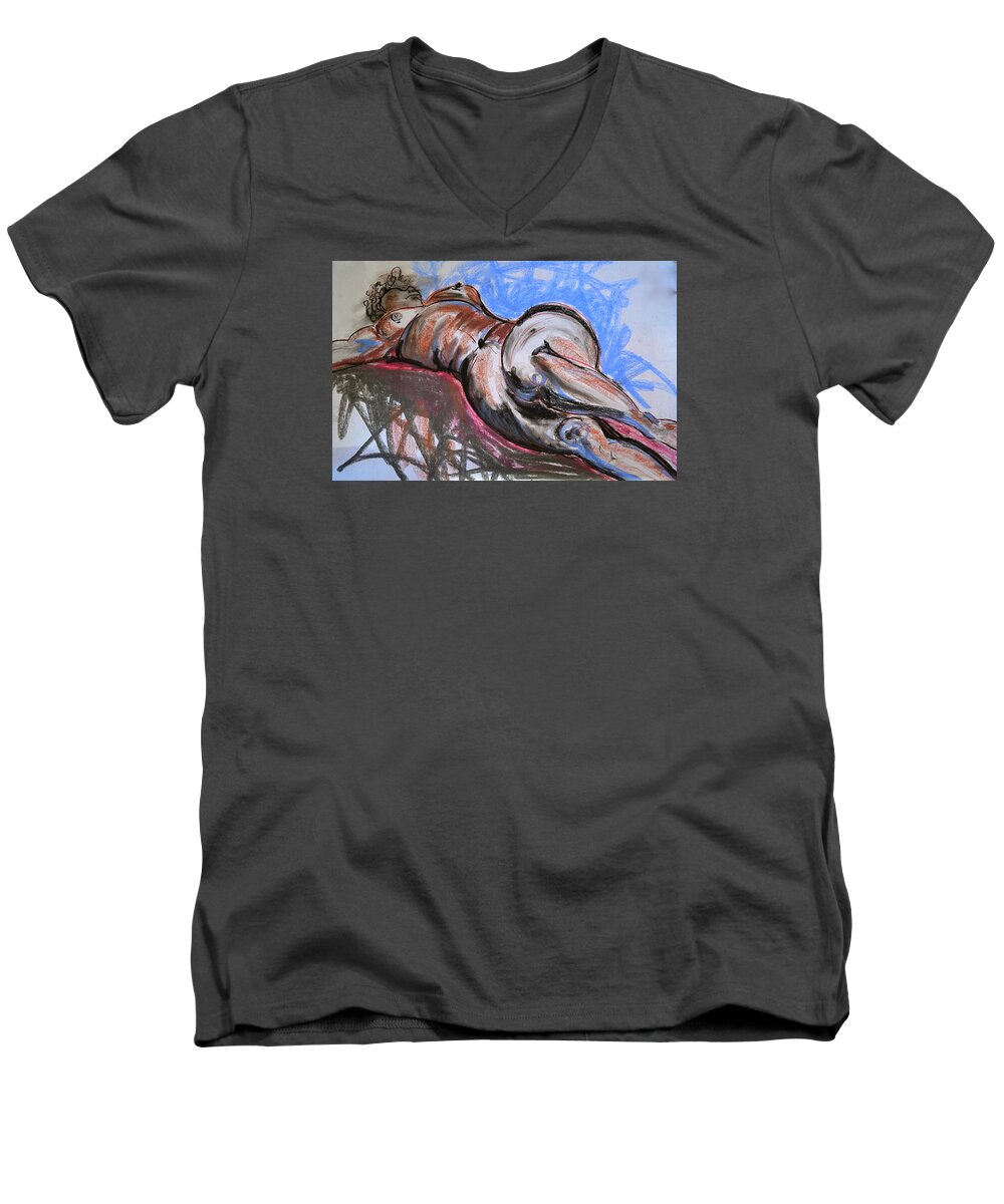  Men's V-Neck T-Shirt featuring the photograph Female Nude by Gregory Merlin Brown