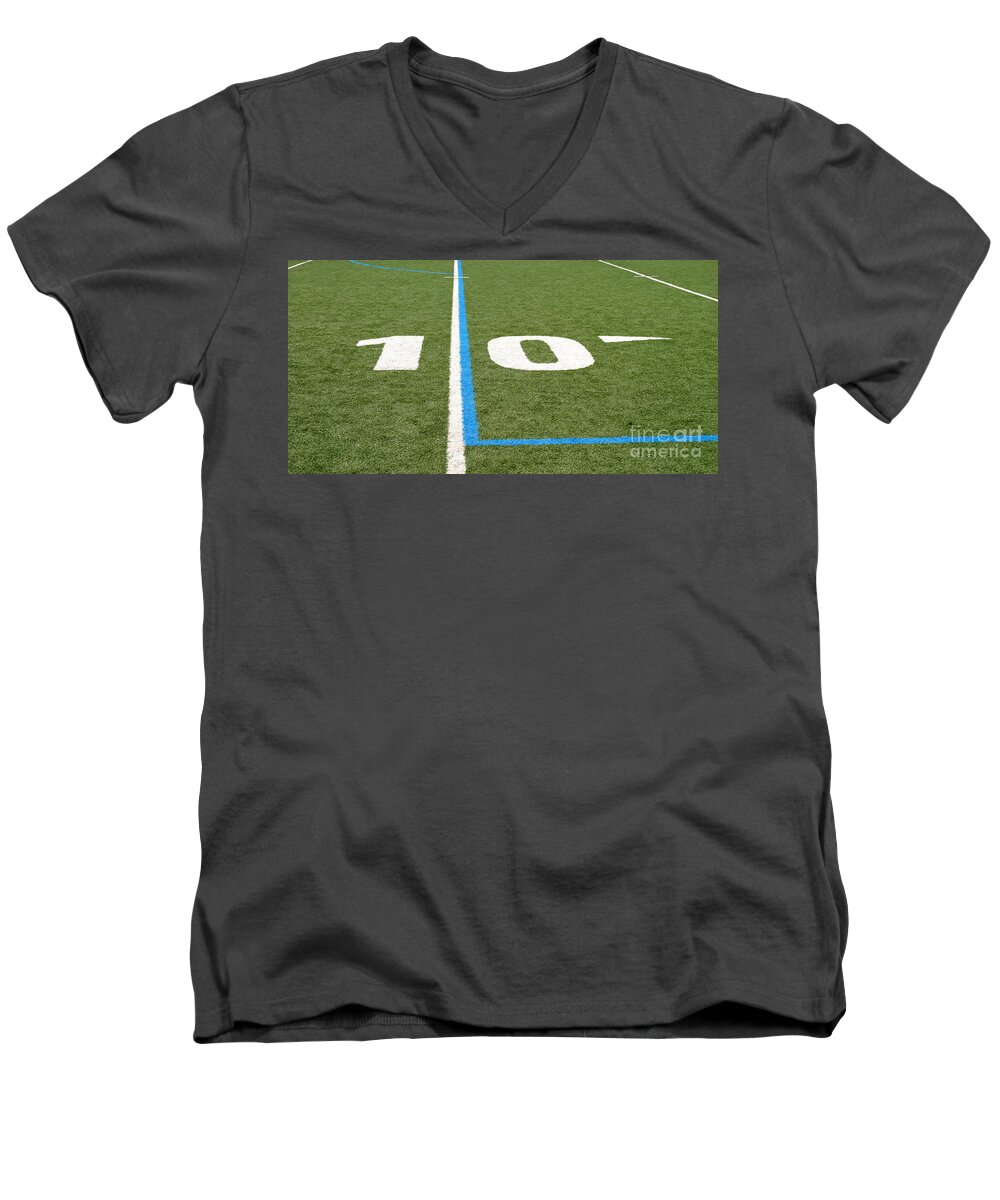 American Men's V-Neck T-Shirt featuring the photograph Football Field Ten #1 by Henrik Lehnerer
