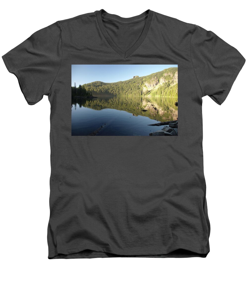 Mowich Men's V-Neck T-Shirt featuring the photograph Mowich Lake #1 by Michael Merry