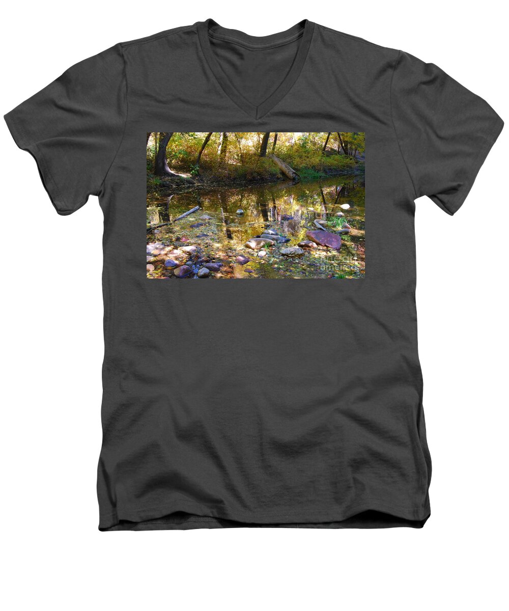 Eflection Men's V-Neck T-Shirt featuring the photograph Oak Creek Reflection #1 by Tam Ryan