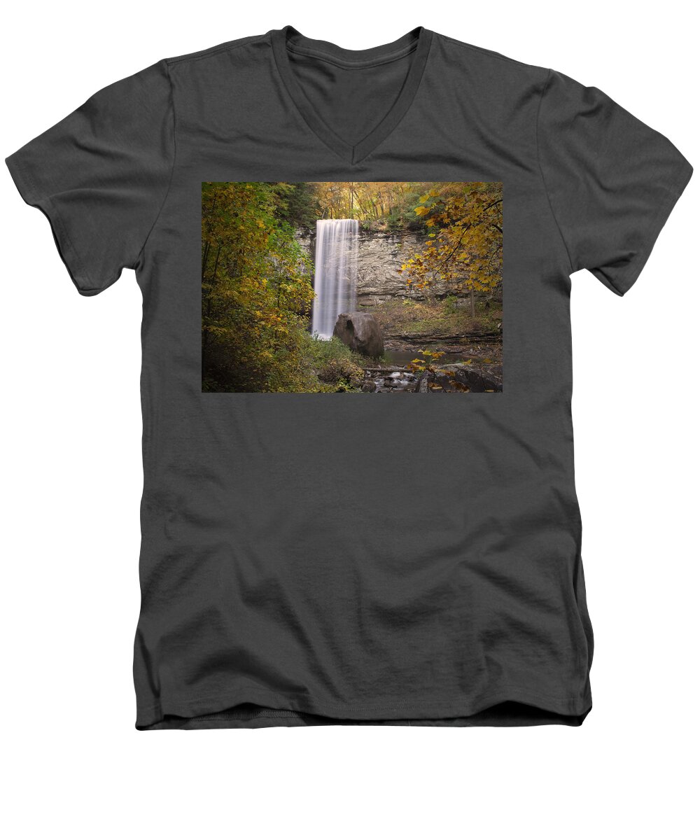 Waterfall Men's V-Neck T-Shirt featuring the photograph Waterfall #10 by David Troxel