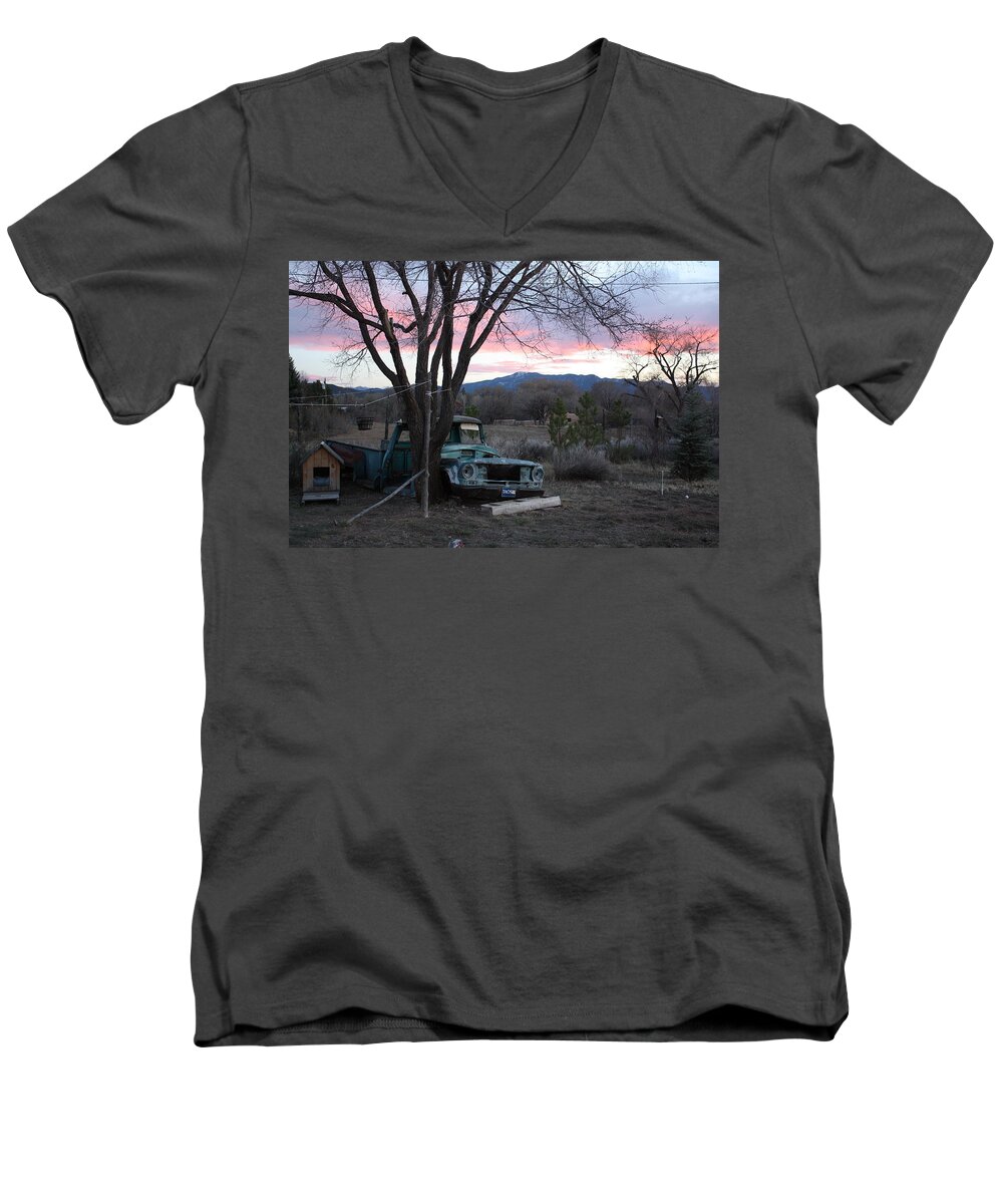 Old Truck Men's V-Neck T-Shirt featuring the photograph A Life's Story by Carrie Godwin