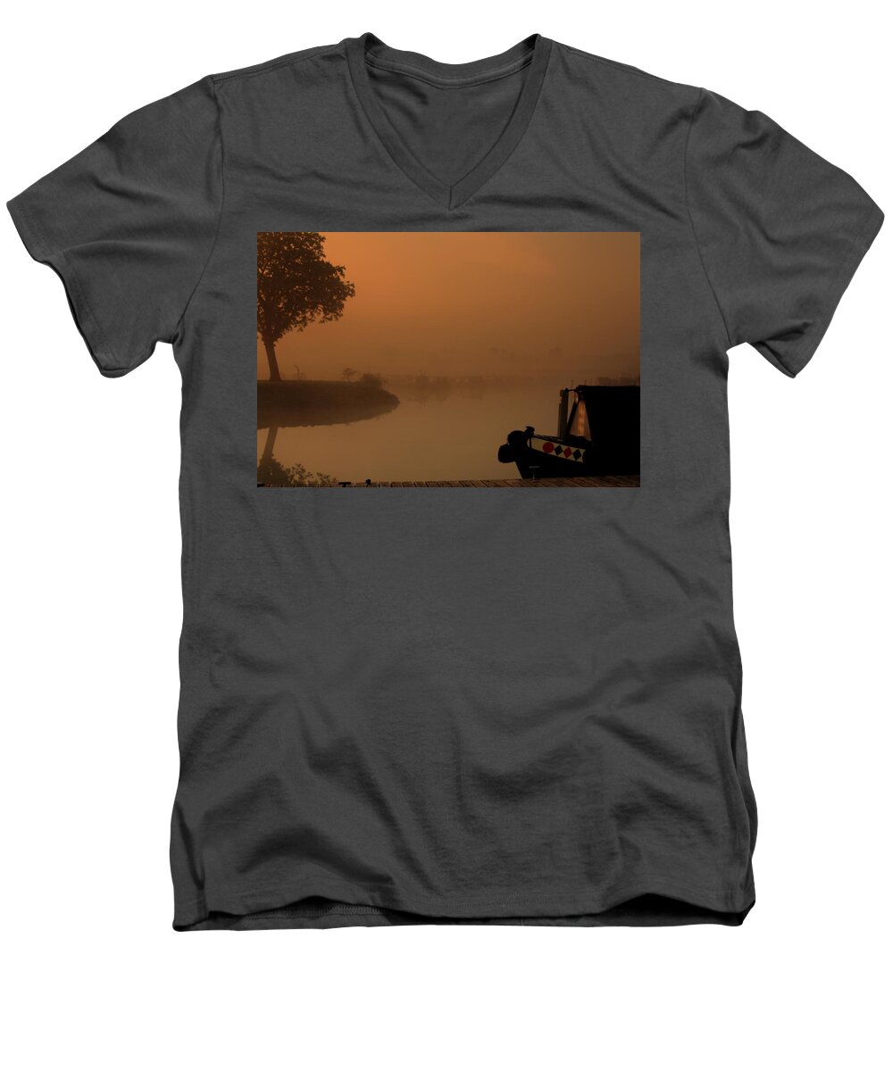 Narrowboat Men's V-Neck T-Shirt featuring the photograph A Nice Place by Linsey Williams