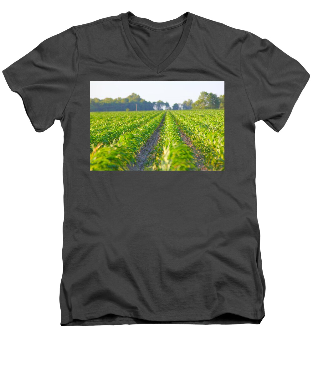 Crop Men's V-Neck T-Shirt featuring the photograph Agriculture- Corn 1 by Karen Wagner