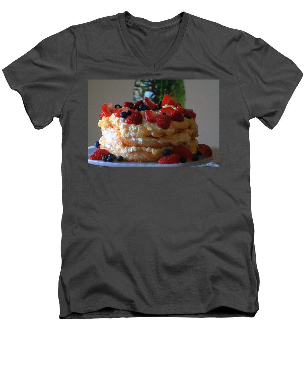 Lovely Men's V-Neck T-Shirt featuring the photograph Angel Food by Kay Novy