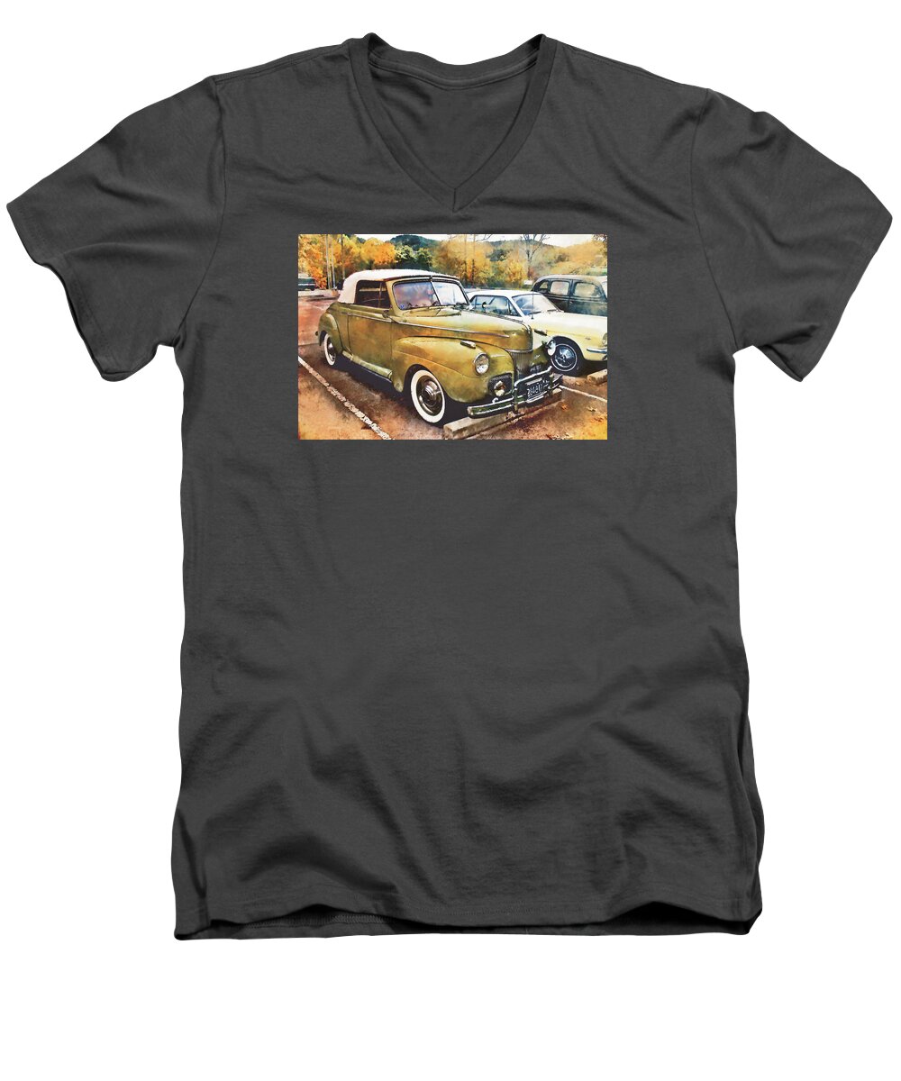 Antique Car Men's V-Neck T-Shirt featuring the digital art Antique Car by Mary Almond