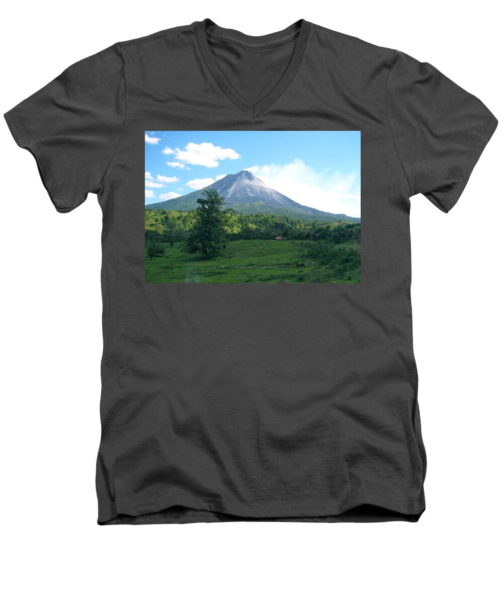 Volcano Men's V-Neck T-Shirt featuring the photograph Arenal by Eric Tressler