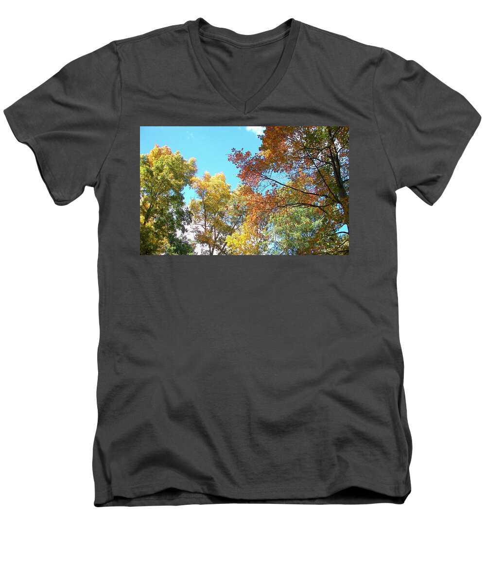 Nature Men's V-Neck T-Shirt featuring the photograph Autumn's Vibrant Image by Pamela Hyde Wilson