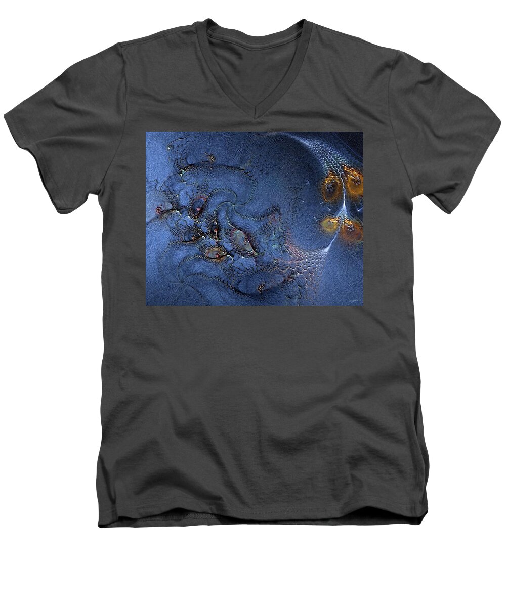 Abstract Men's V-Neck T-Shirt featuring the digital art Birth of the Cool by Casey Kotas