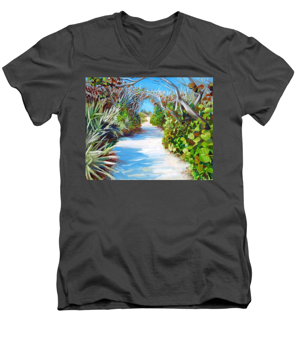 Seagrape Trees Men's V-Neck T-Shirt featuring the painting Blowing Rocks by Nancy Tilles