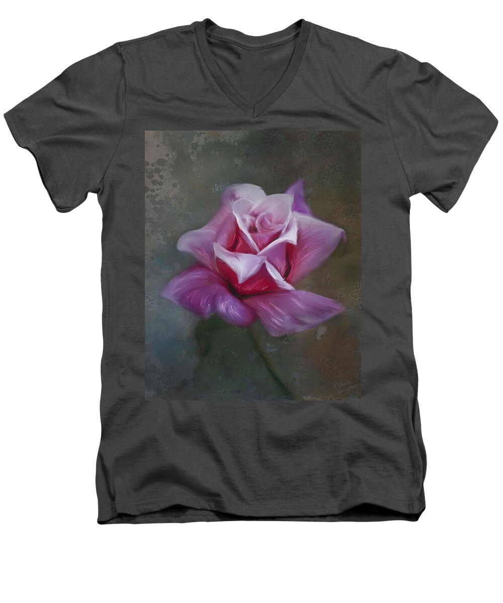 Rose Art Men's V-Neck T-Shirt featuring the painting By Any Other Name by Michelle Wrighton