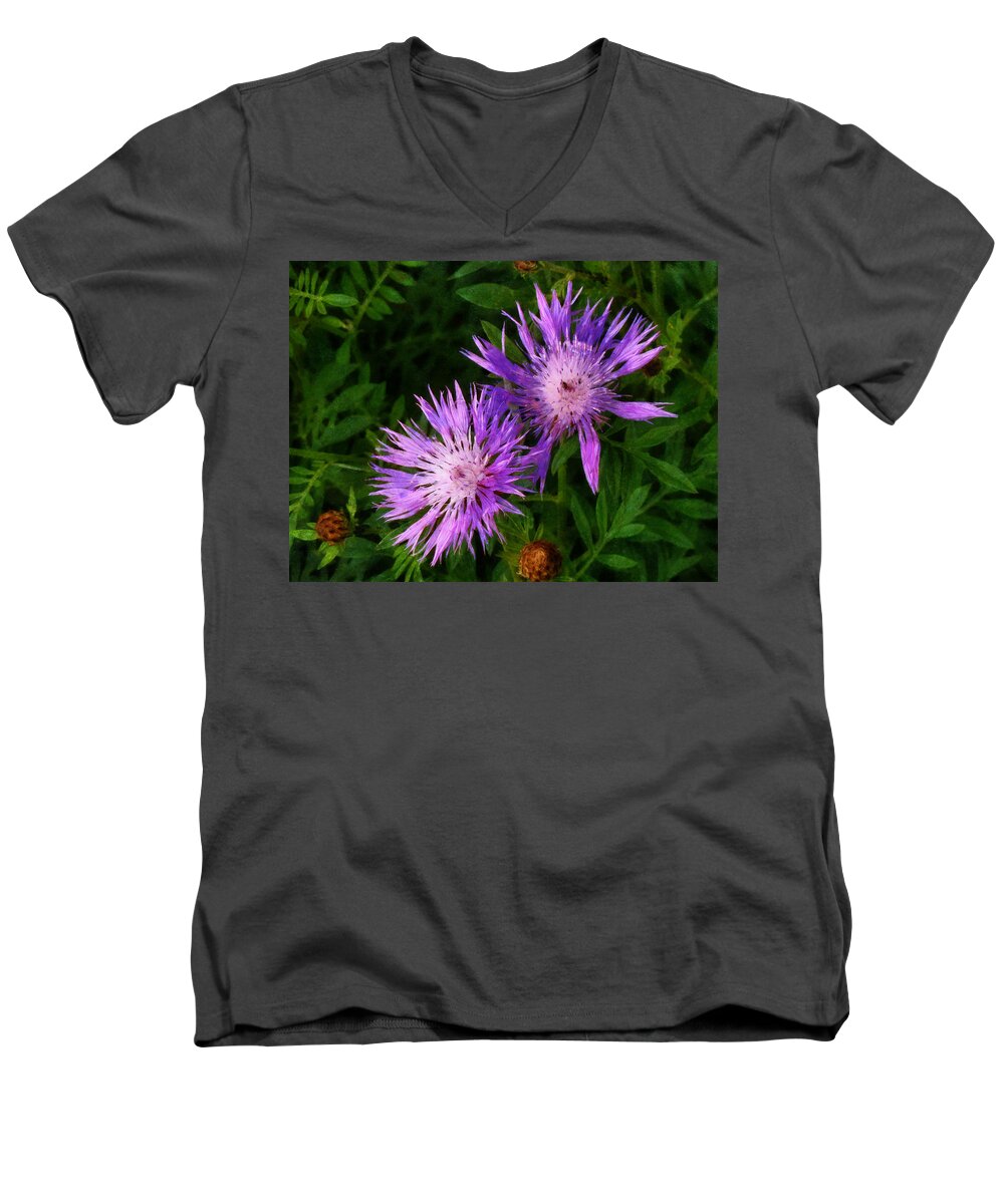 Flower Men's V-Neck T-Shirt featuring the photograph Can flowers say Boo by Steve Taylor