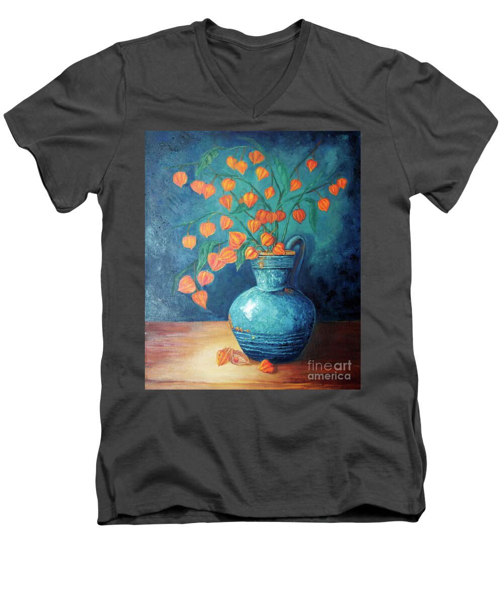 Still Life Men's V-Neck T-Shirt featuring the painting Chinese Lanterns by Portraits By NC
