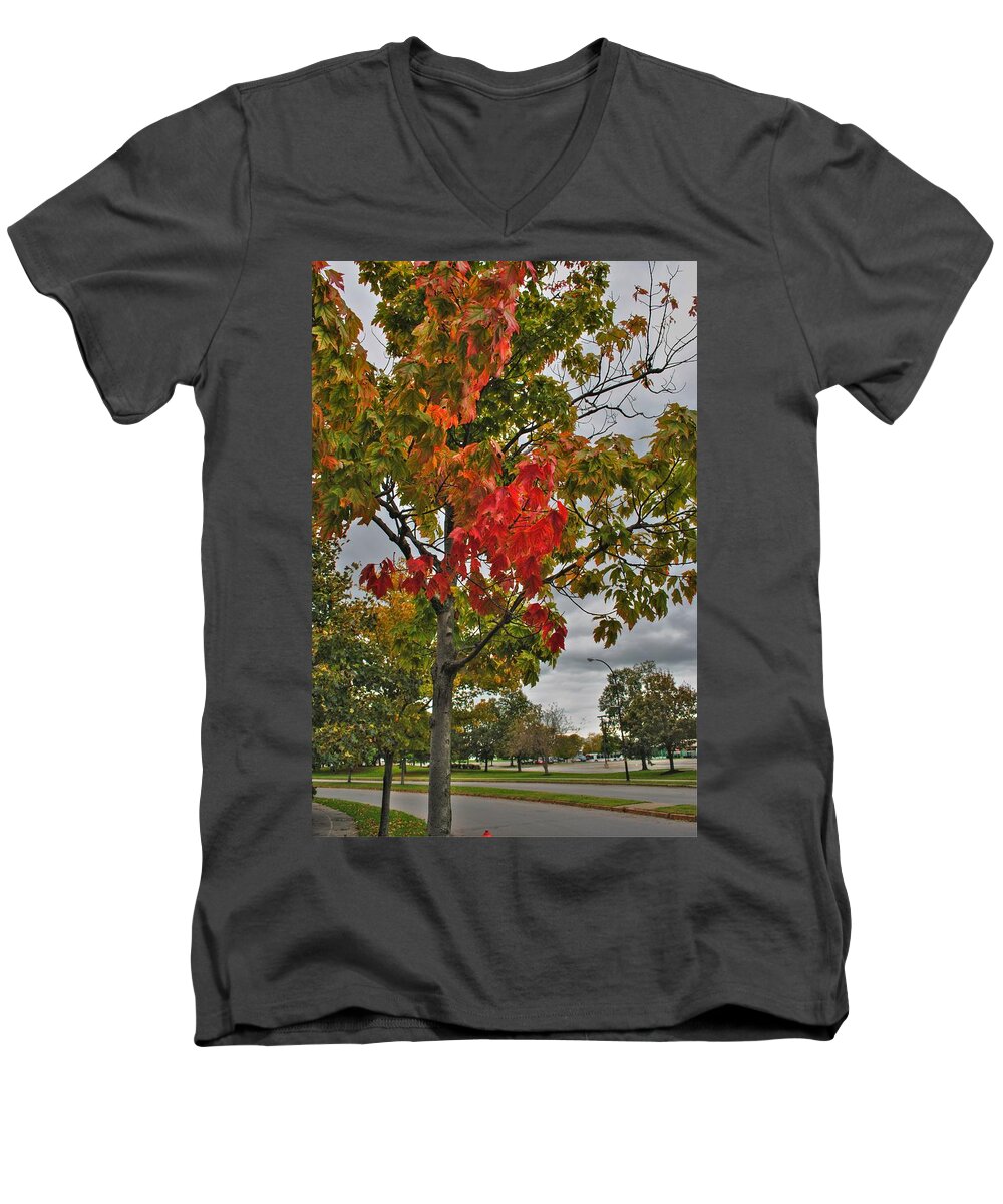  Men's V-Neck T-Shirt featuring the photograph Cold Autumn Breeze by Michael Frank Jr