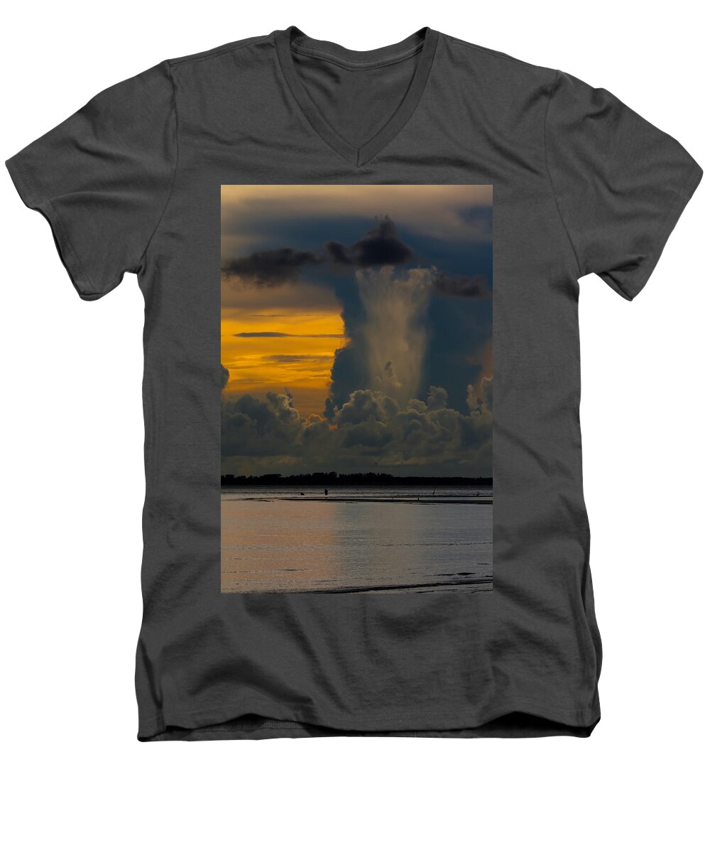 Beach Men's V-Neck T-Shirt featuring the photograph Column Over Sanibel by Ed Gleichman