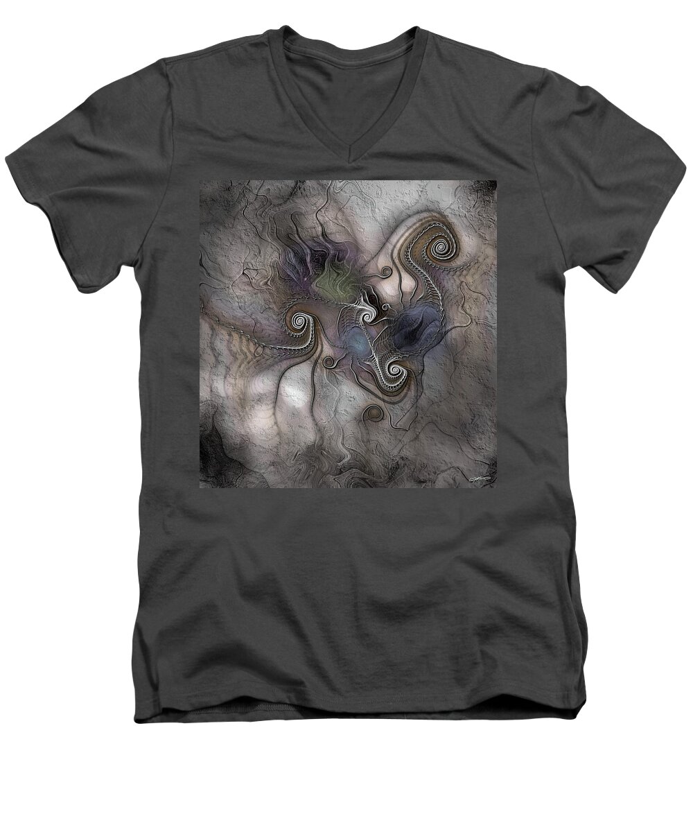 Abstract Men's V-Neck T-Shirt featuring the digital art Creatively Calcified by Casey Kotas