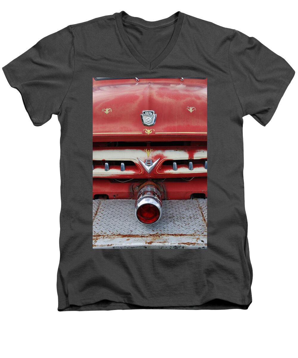 Elizabethtown Men's V-Neck T-Shirt featuring the photograph E Town Fire Truck by Ron Weathers