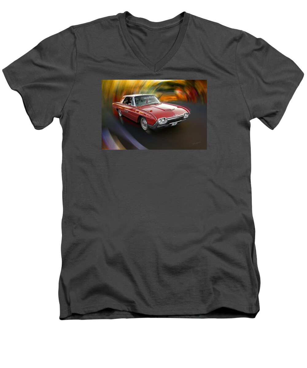 Special Effect Men's V-Neck T-Shirt featuring the photograph Early 60s Red Thunderbird by Mick Anderson
