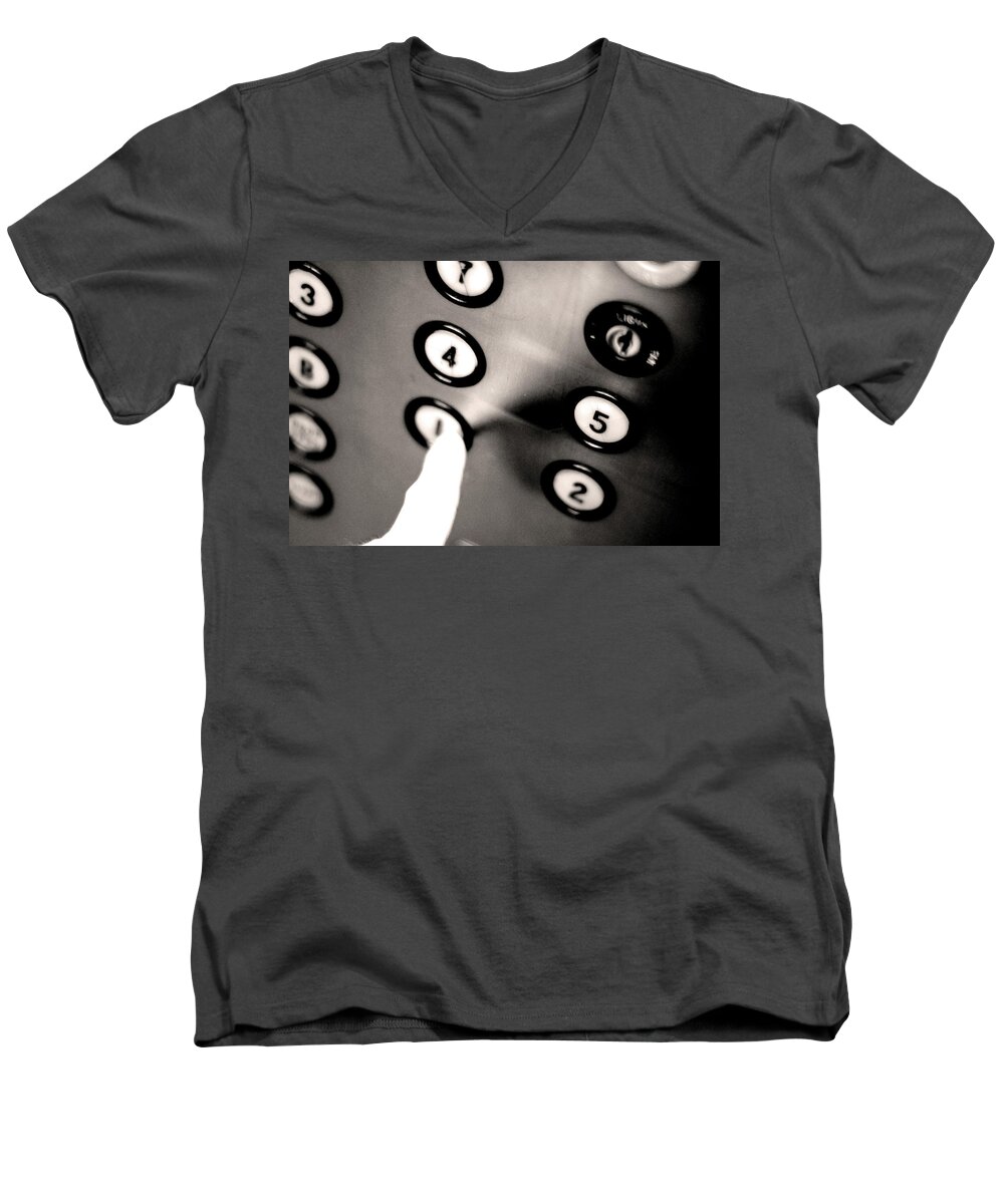 Elevator Men's V-Neck T-Shirt featuring the photograph Elevator Buttons by La Dolce Vita