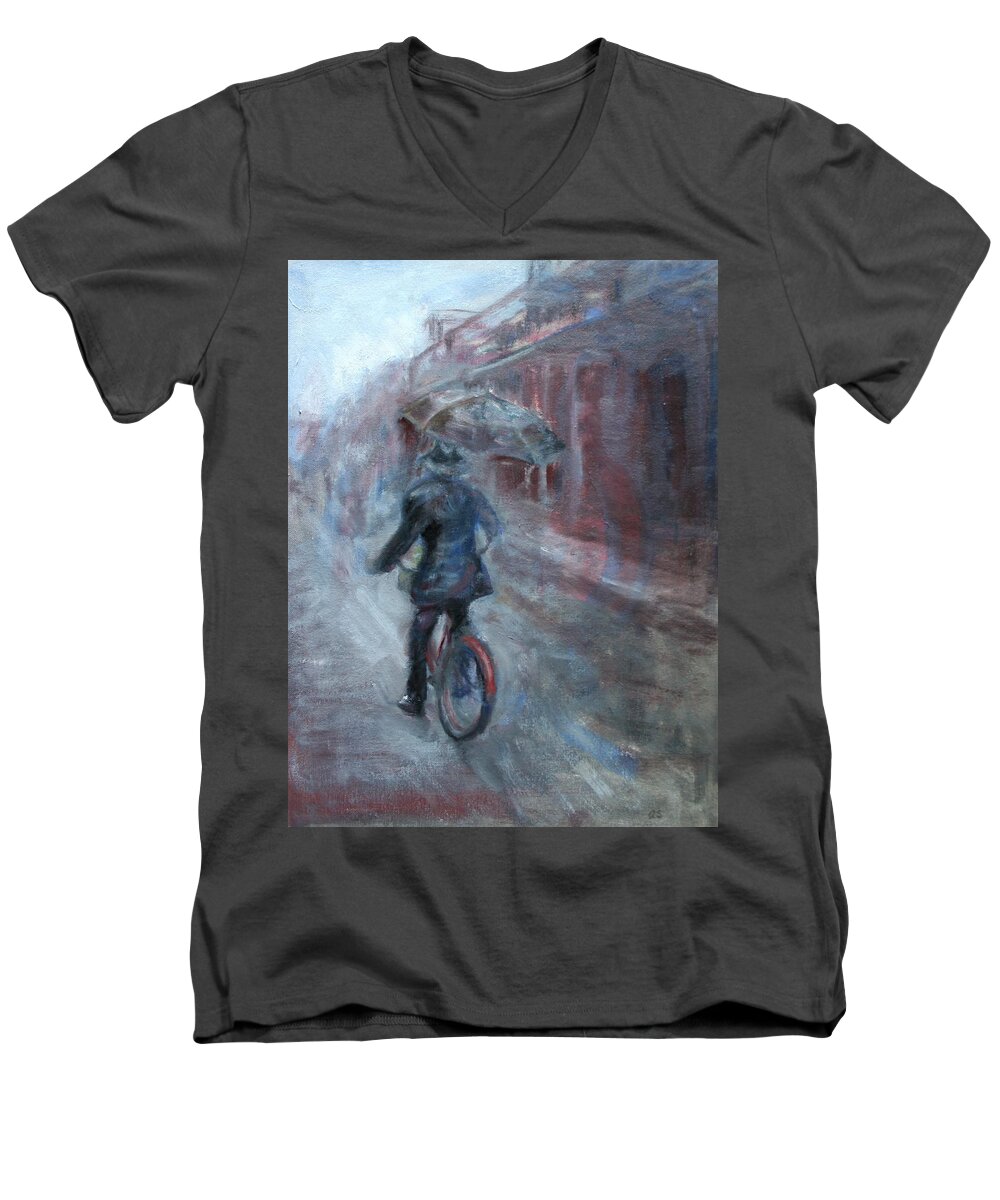 Impressionism Men's V-Neck T-Shirt featuring the painting Every Day's a Parade by Quin Sweetman