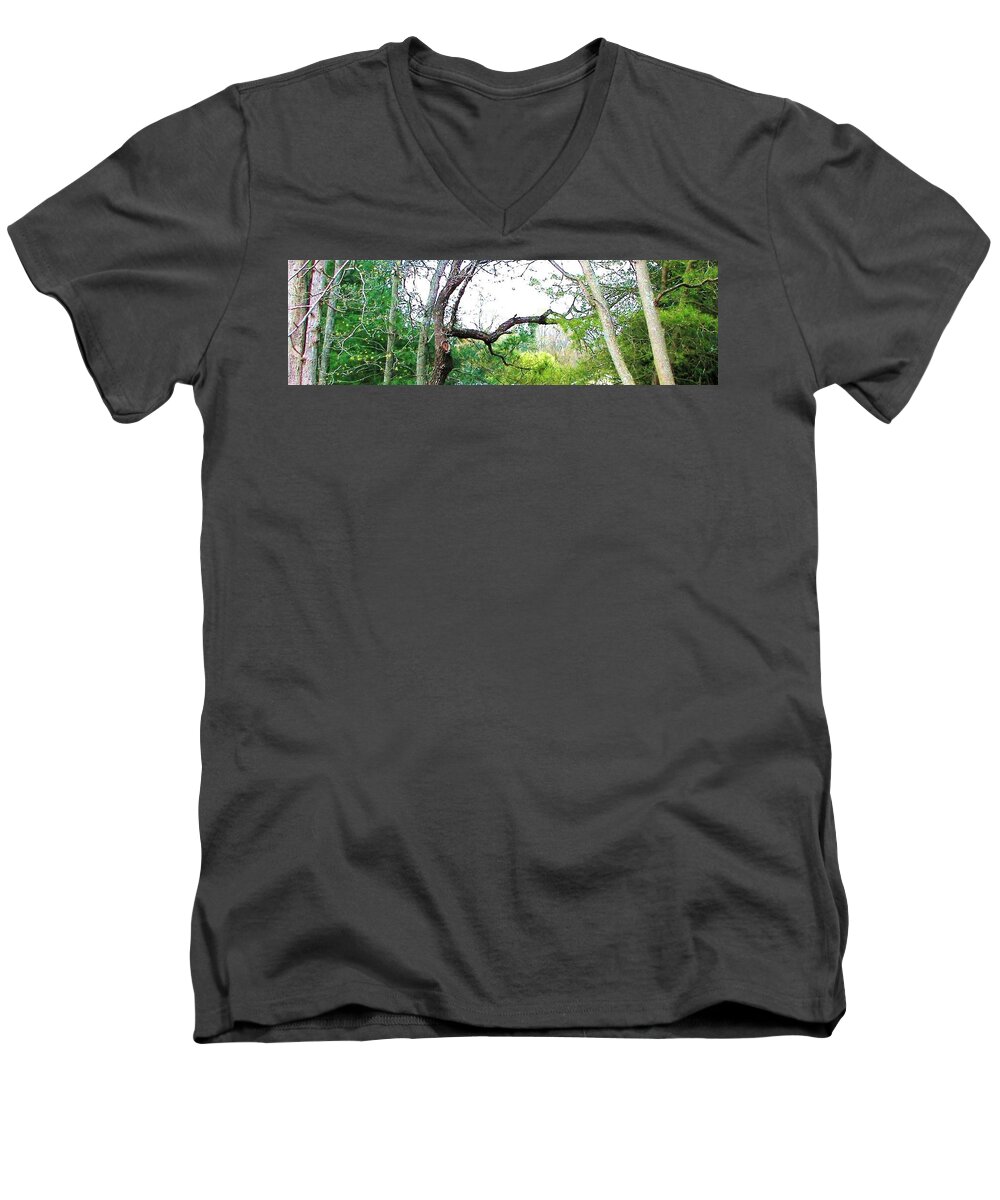 Trees Men's V-Neck T-Shirt featuring the photograph Flying Branch by Pamela Hyde Wilson