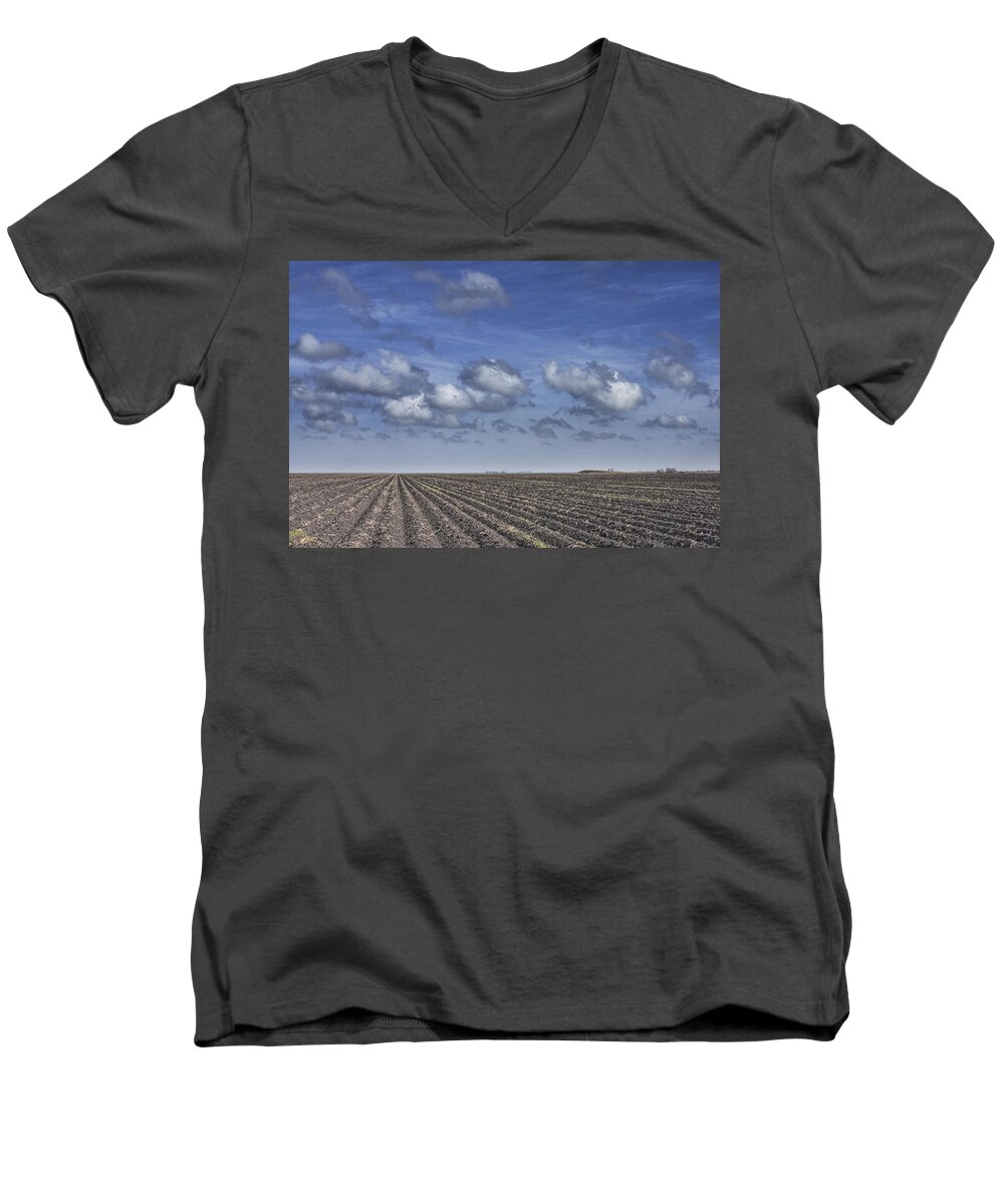 Art Men's V-Neck T-Shirt featuring the photograph Furrows in a Texas Field by Randall Nyhof