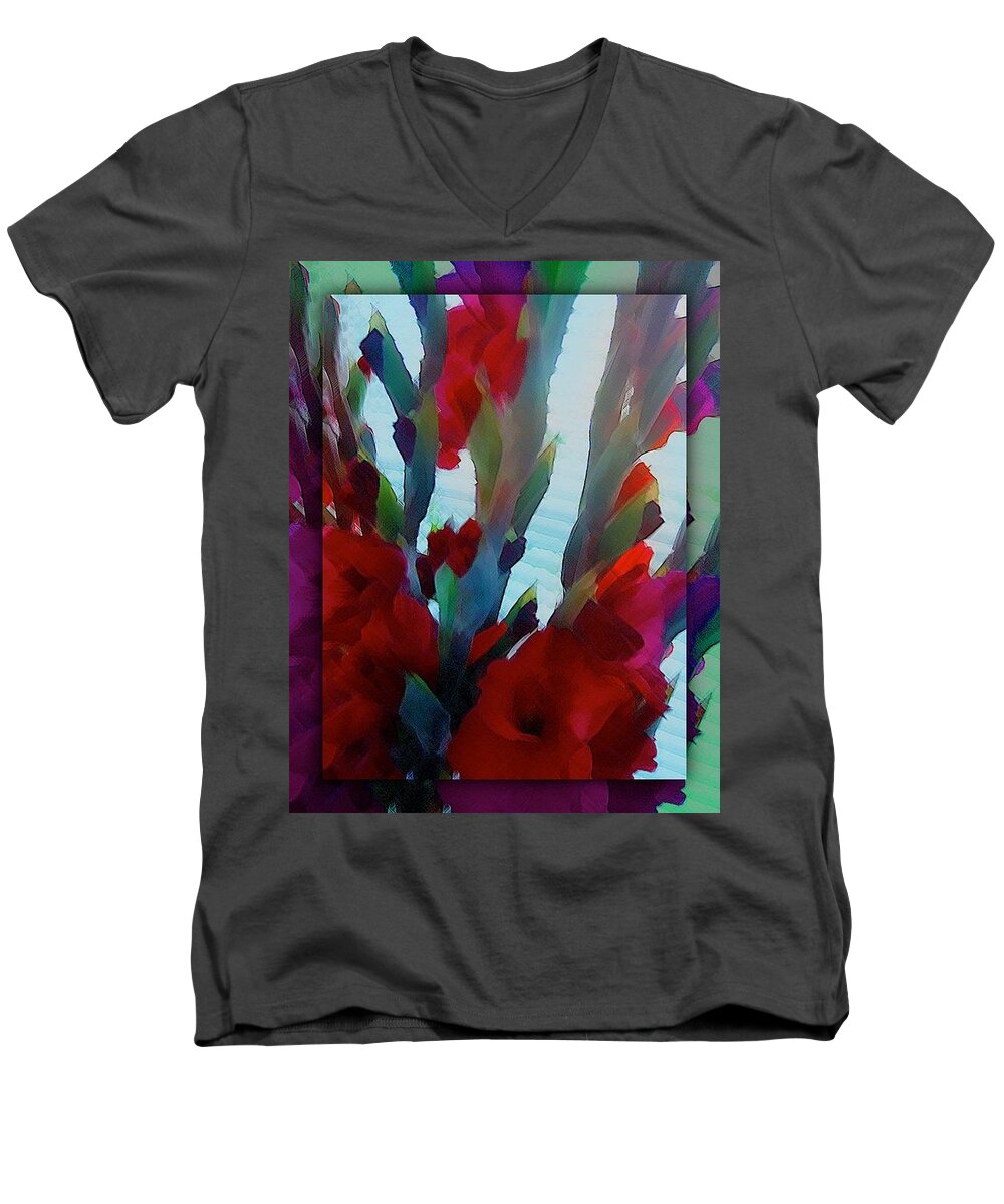 Abstract Men's V-Neck T-Shirt featuring the digital art Glad by Richard Laeton