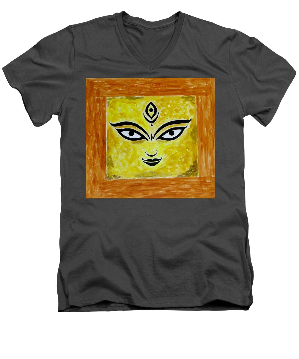 Goddess Kali Men's V-Neck T-Shirt featuring the painting Goddess Kali by Sonali Gangane