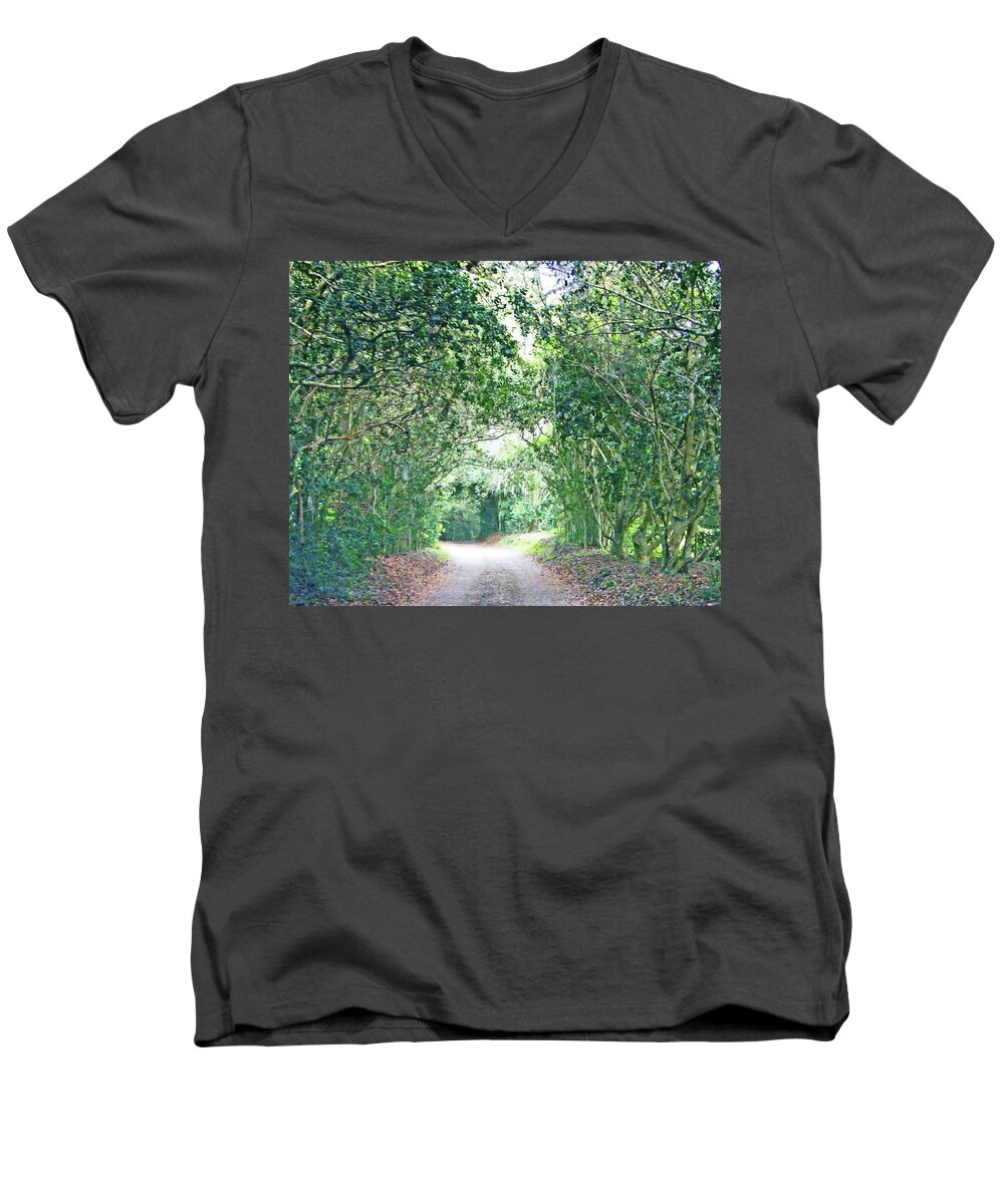 Tobasco Men's V-Neck T-Shirt featuring the photograph Jungle Drive Avery Island LA by Lizi Beard-Ward