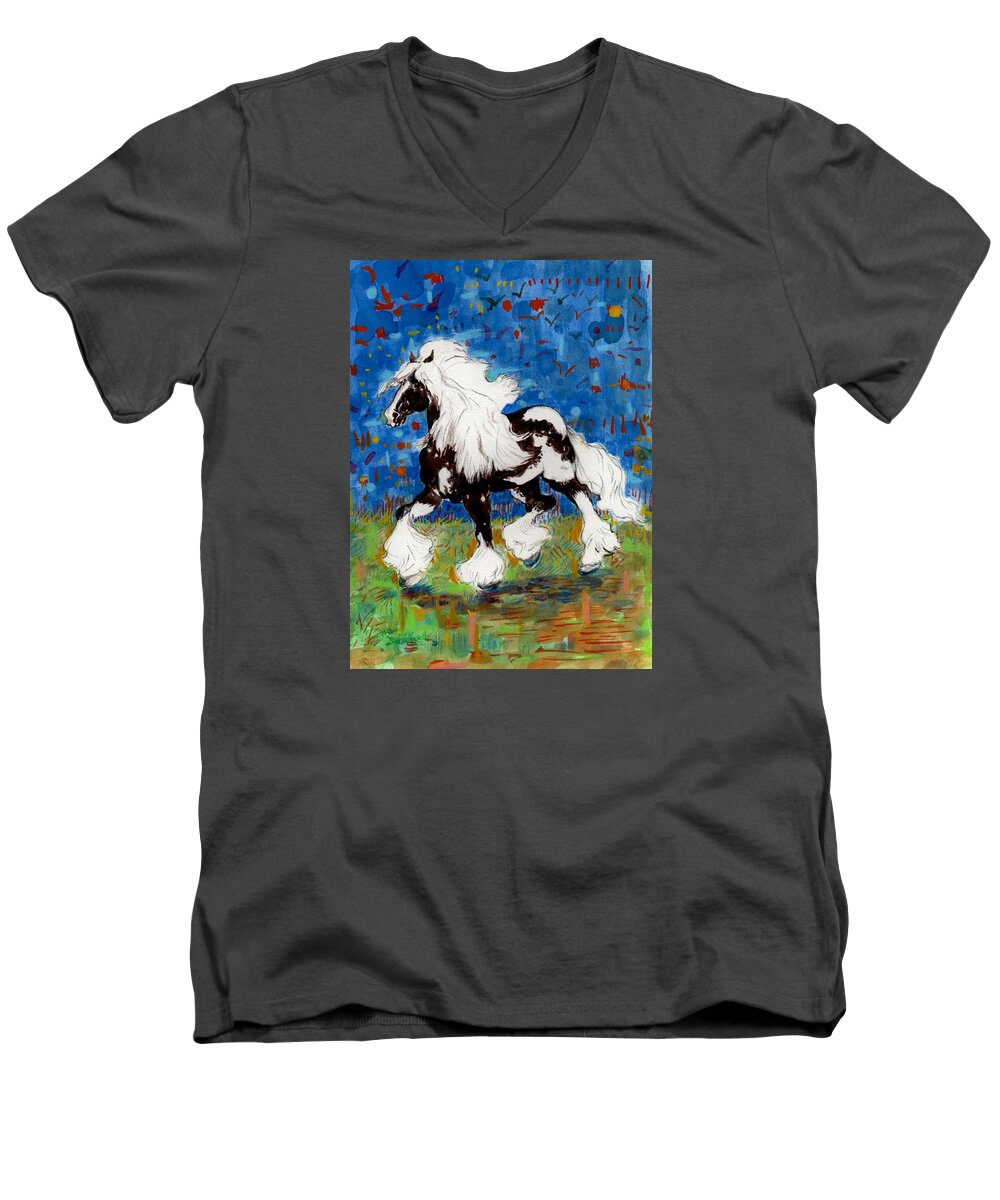 Horses Men's V-Neck T-Shirt featuring the painting Majestic One by Mary Armstrong
