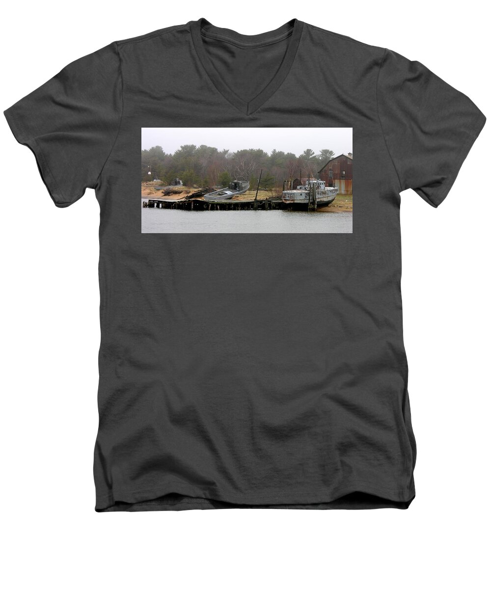 Boats Men's V-Neck T-Shirt featuring the photograph On The Beach by Keith Stokes